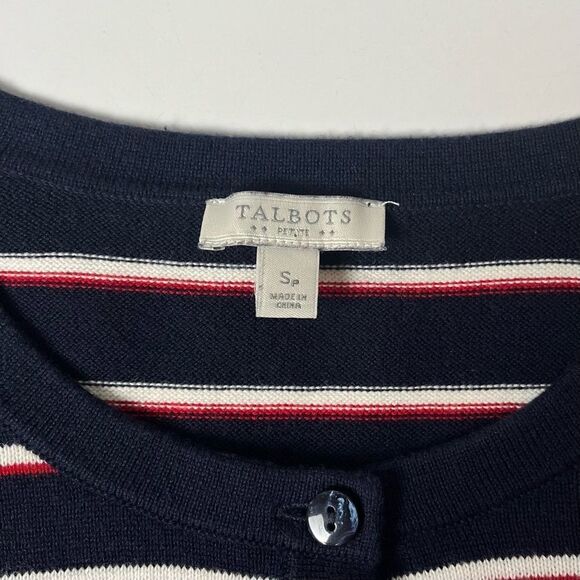 Talbots Je T’aime Paris France Cardigan Blue Red White French Hat Scarf P Small - Picture 6 of 7
